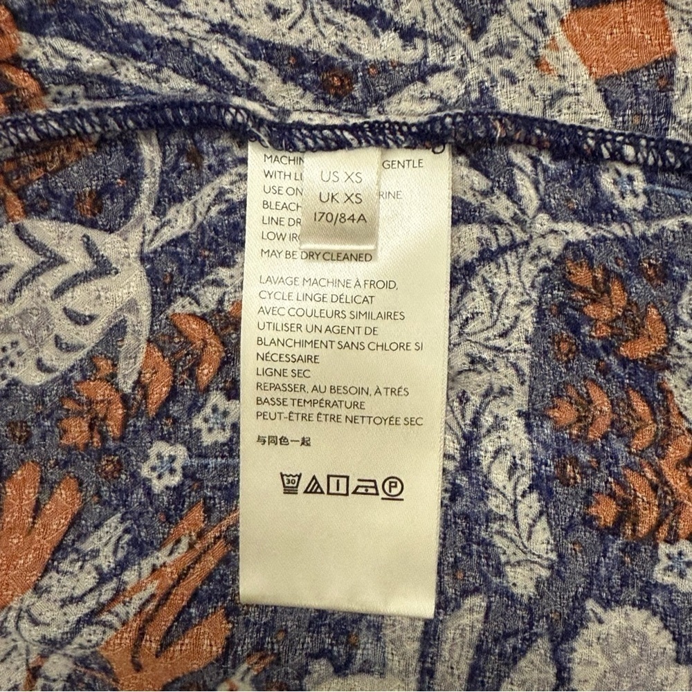 Maeve Anthropologie Cathy Pleated Blue Jungle Boho Y2K Top size XS - Picture 7 of 8